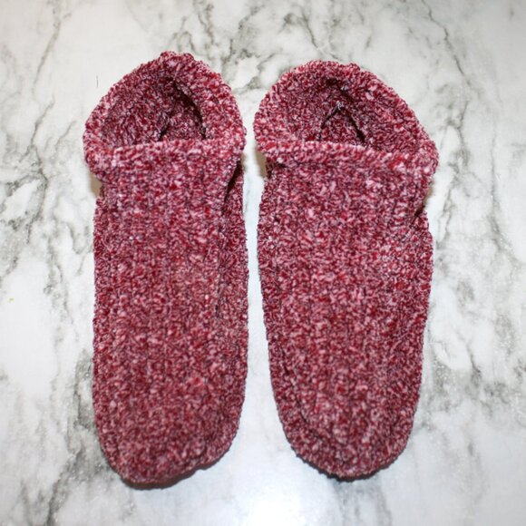 HAND CRAFTED Slippers Crochet Warm Thick Chunky Ribbed Warm Winter Red Marled - Picture 4 of 11